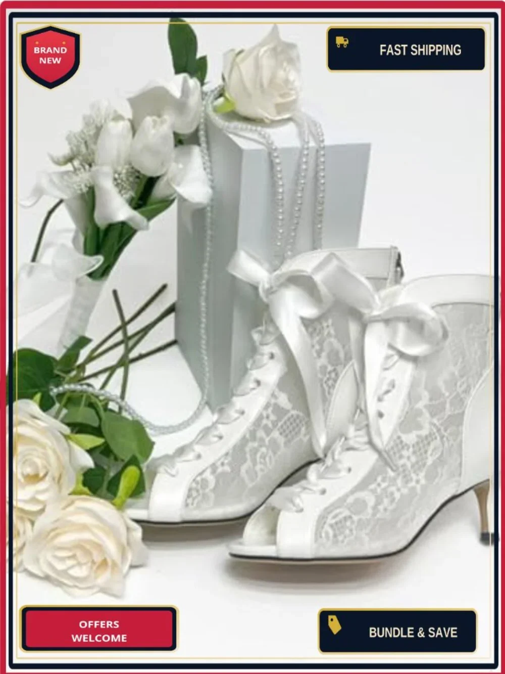 Lace Up Ankle Booties Open Toe Kitten Heels Mesh Embroidery Stiletto Wedding